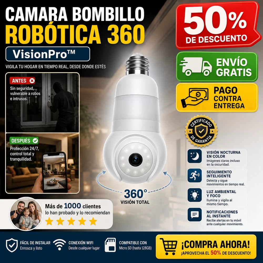 Cámara Bombillo Robótica 360