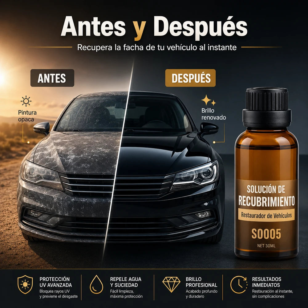 SOLUCIÓN DE RECUBRIMIENTO Recupera el brillo de tu vehículo instantáneamente (restaurador de vehículos)