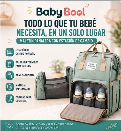 Baby Bool, maletín para bebes con con cambiador, organizador de bolsas de pañales para mamás, papás, bolsas cambiadoras grandes para bebés, cambiador plegable, bolsillos aislados, correas para cochecito, artículos esenciales para bebés