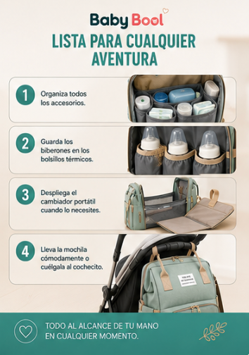 Baby Bool, maletín para bebes con con cambiador, organizador de bolsas de pañales para mamás, papás, bolsas cambiadoras grandes para bebés, cambiador plegable, bolsillos aislados, correas para cochecito, artículos esenciales para bebés