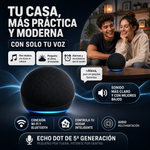 Alexa Amazon Echo Dot, Bluetooth 6.0, control de musica con función de dictado, control de electrodomésticos y hogar + IA integrado para respuestas precisas a tus requerimientos