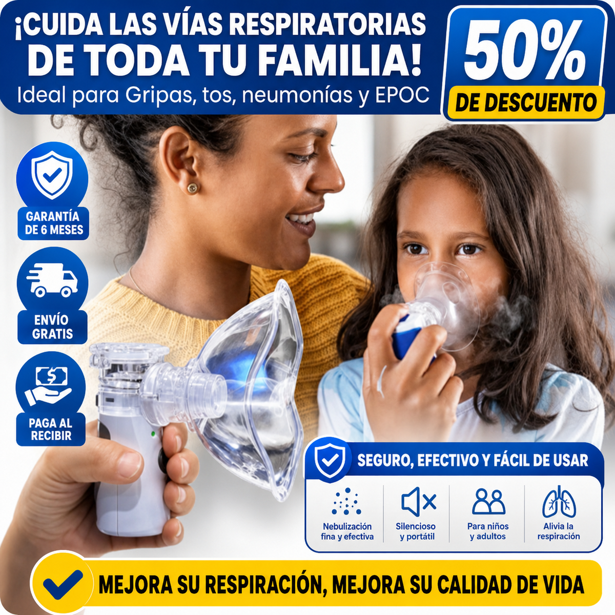 Respimax™  Nebulizador Portátil - Terapia respiratoria, elimina sintomas de gripa, congestión y falta de aire al instante