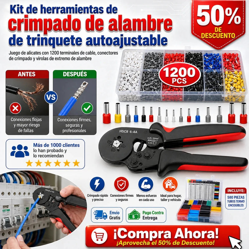 Alicicates de crimpado autoajustables con terminales